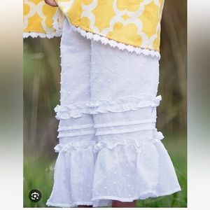 Persnickety 5 Yrs Alpine Daisy White Elora Pant Palazzo Ruffle Pants